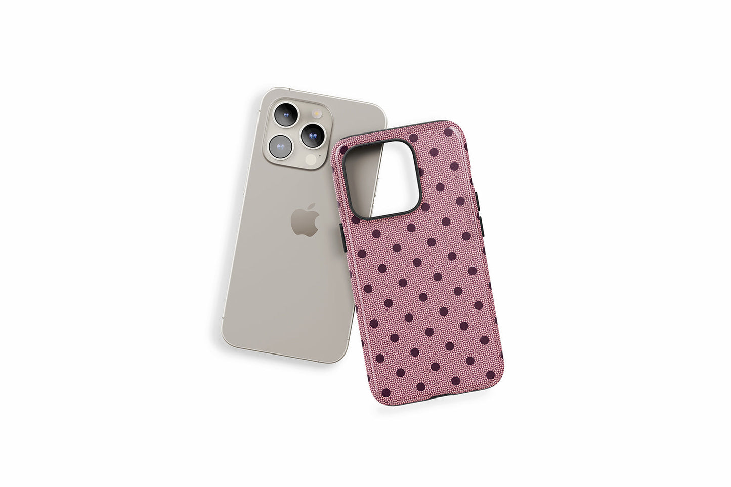An example of our Magsafe compatible phone case with our Burgundy Spot design