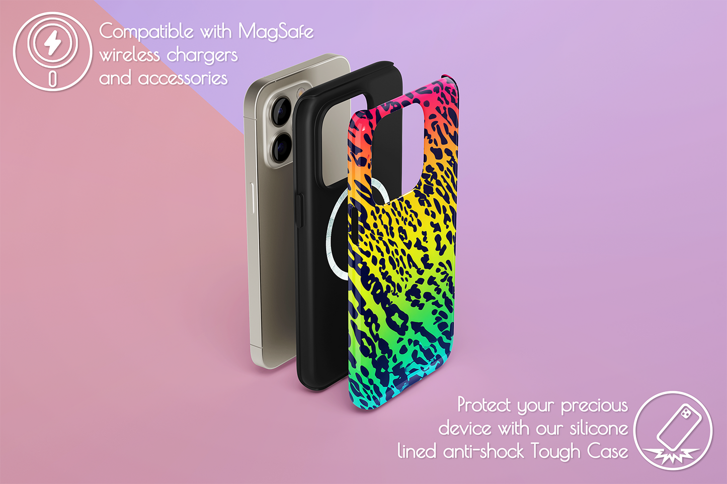 An example of our Magsafe compatible phone case with our Party Animal design