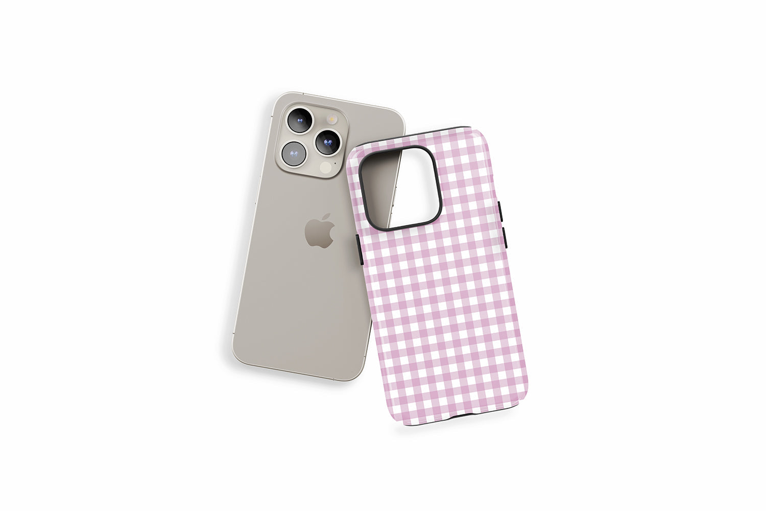 An example of our Magsafe compatible phone case with our Purple Gingham design
